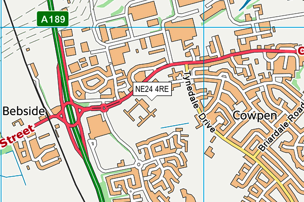 Blyth Bebside Middle School (Closed) map (NE24 4RE) - OS VectorMap District (Ordnance Survey)