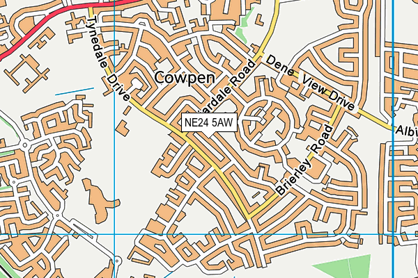 NE24 5AW map - OS VectorMap District (Ordnance Survey)