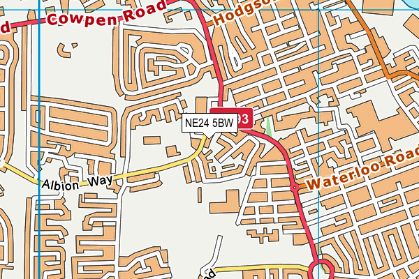 NE24 5BW map - OS VectorMap District (Ordnance Survey)