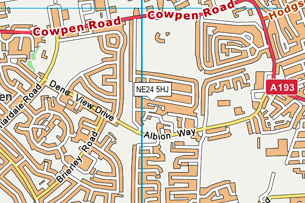 NE24 5HJ map - OS VectorMap District (Ordnance Survey)