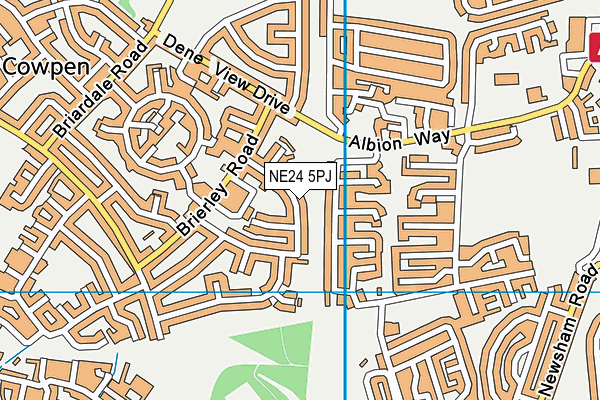 NE24 5PJ map - OS VectorMap District (Ordnance Survey)