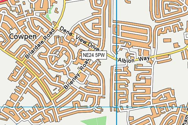NE24 5PW map - OS VectorMap District (Ordnance Survey)