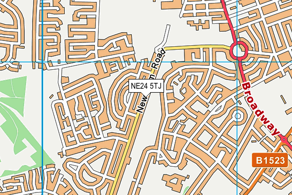 NE24 5TJ map - OS VectorMap District (Ordnance Survey)