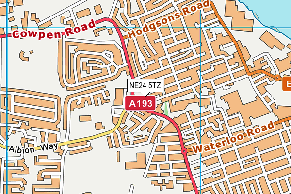 NE24 5TZ map - OS VectorMap District (Ordnance Survey)