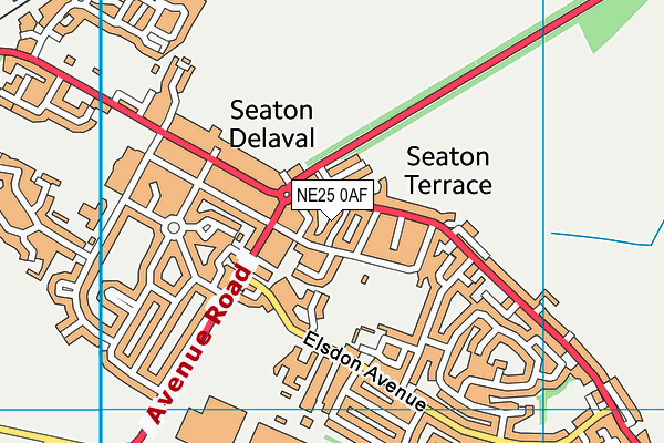 NE25 0AF map - OS VectorMap District (Ordnance Survey)