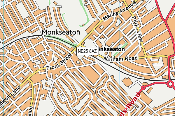 NE25 8AZ map - OS VectorMap District (Ordnance Survey)