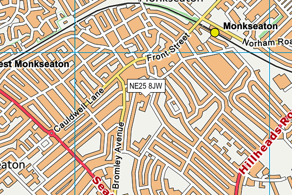 Monkseaton Middle School map (NE25 8JW) - OS VectorMap District (Ordnance Survey)