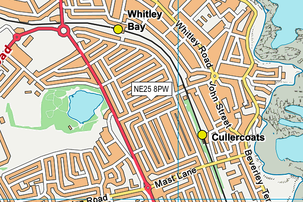 NE25 8PW map - OS VectorMap District (Ordnance Survey)