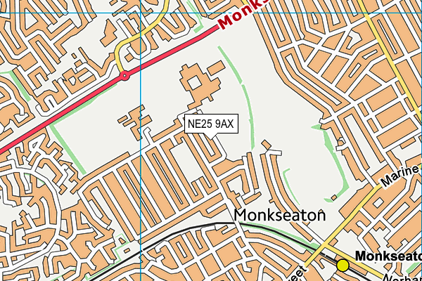 NE25 9AX map - OS VectorMap District (Ordnance Survey)