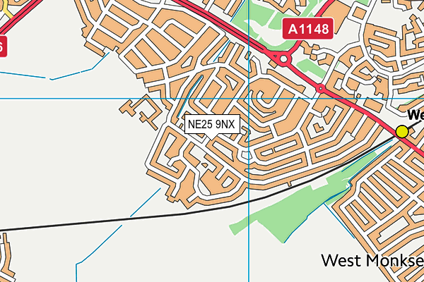 NE25 9NX map - OS VectorMap District (Ordnance Survey)