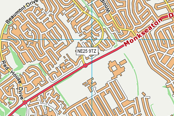 NE25 9TZ map - OS VectorMap District (Ordnance Survey)