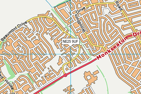 NE25 9UF map - OS VectorMap District (Ordnance Survey)