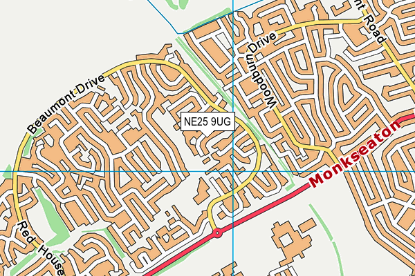 NE25 9UG map - OS VectorMap District (Ordnance Survey)