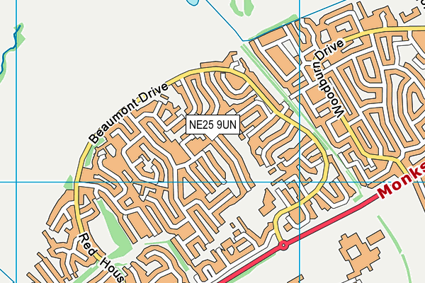 NE25 9UN map - OS VectorMap District (Ordnance Survey)