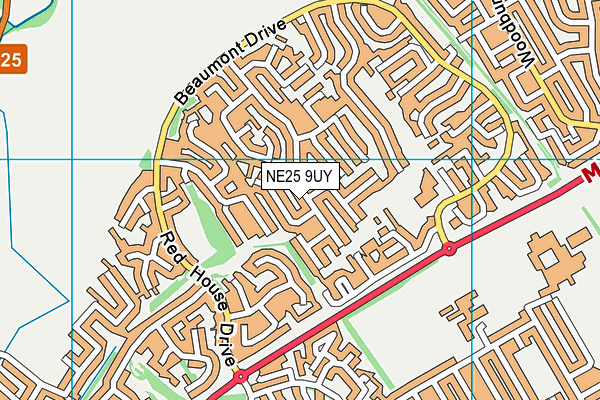NE25 9UY map - OS VectorMap District (Ordnance Survey)