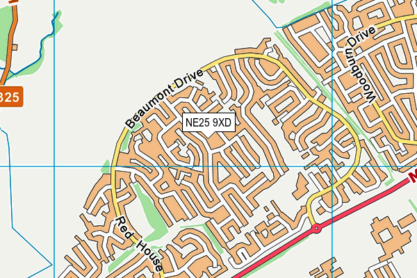 NE25 9XD map - OS VectorMap District (Ordnance Survey)