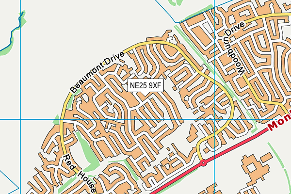 NE25 9XF map - OS VectorMap District (Ordnance Survey)