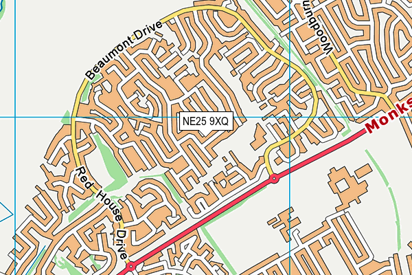 NE25 9XQ map - OS VectorMap District (Ordnance Survey)