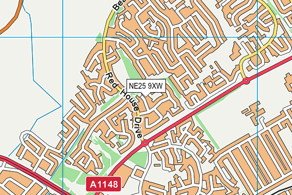 NE25 9XW map - OS VectorMap District (Ordnance Survey)