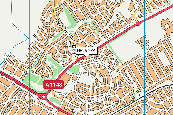 NE25 9YA map - OS VectorMap District (Ordnance Survey)