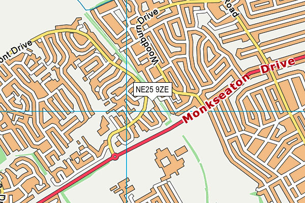 NE25 9ZE map - OS VectorMap District (Ordnance Survey)