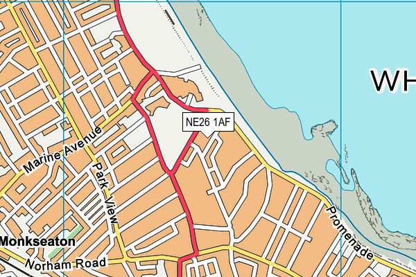 NE26 1AF map - OS VectorMap District (Ordnance Survey)