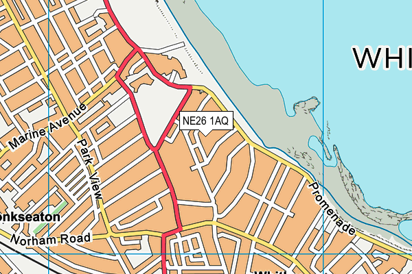 NE26 1AQ map - OS VectorMap District (Ordnance Survey)
