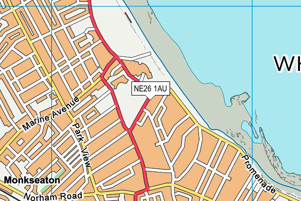 NE26 1AU map - OS VectorMap District (Ordnance Survey)