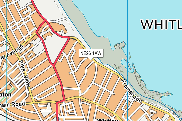NE26 1AW map - OS VectorMap District (Ordnance Survey)
