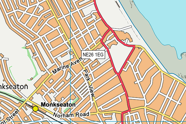 NE26 1EG map - OS VectorMap District (Ordnance Survey)