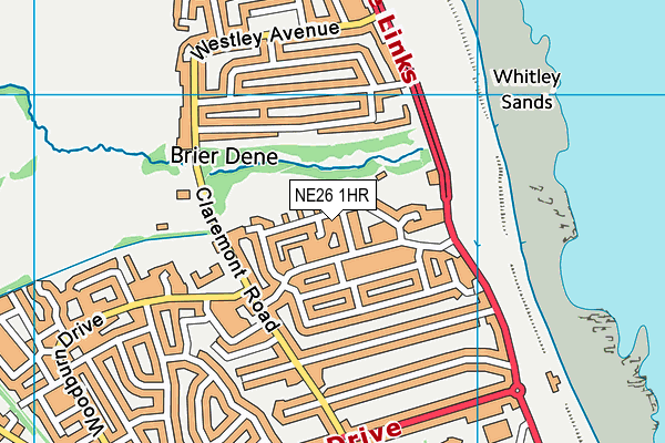 NE26 1HR map - OS VectorMap District (Ordnance Survey)