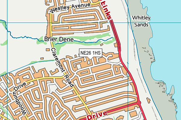 NE26 1HS map - OS VectorMap District (Ordnance Survey)