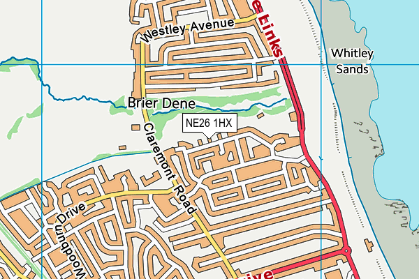 NE26 1HX map - OS VectorMap District (Ordnance Survey)