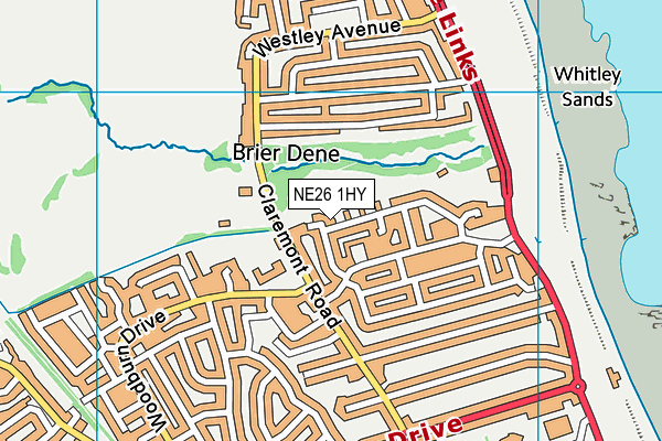 NE26 1HY map - OS VectorMap District (Ordnance Survey)