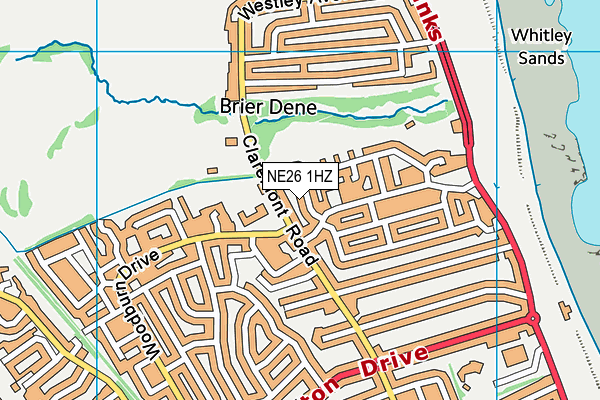 NE26 1HZ map - OS VectorMap District (Ordnance Survey)