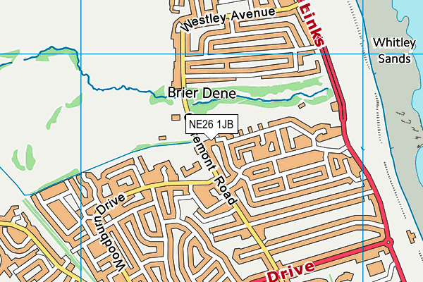 NE26 1JB map - OS VectorMap District (Ordnance Survey)