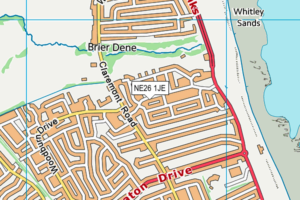 NE26 1JE map - OS VectorMap District (Ordnance Survey)