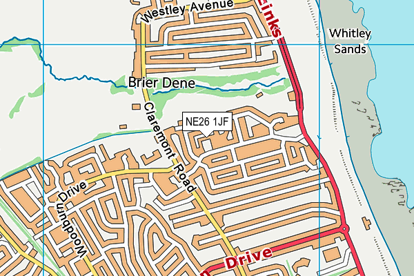 NE26 1JF map - OS VectorMap District (Ordnance Survey)