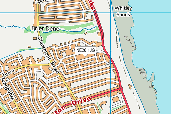 NE26 1JG map - OS VectorMap District (Ordnance Survey)