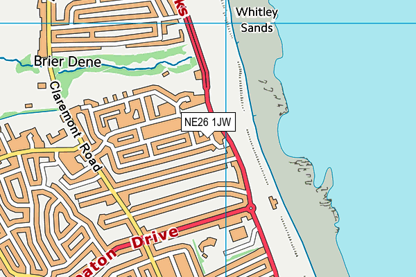 NE26 1JW map - OS VectorMap District (Ordnance Survey)