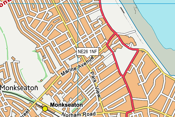 NE26 1NF map - OS VectorMap District (Ordnance Survey)