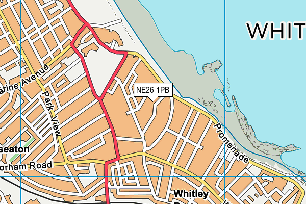NE26 1PB map - OS VectorMap District (Ordnance Survey)