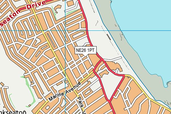 NE26 1PT map - OS VectorMap District (Ordnance Survey)