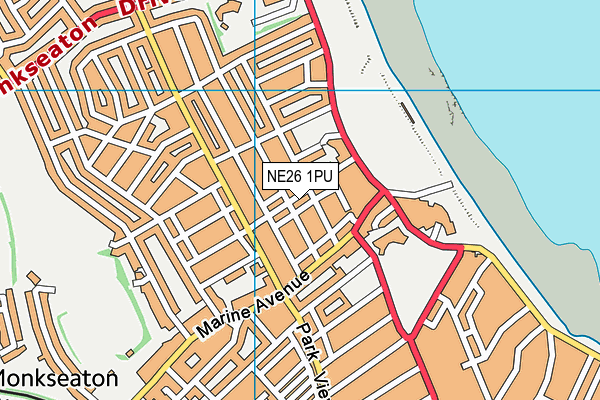 NE26 1PU map - OS VectorMap District (Ordnance Survey)