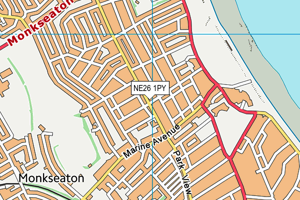 NE26 1PY map - OS VectorMap District (Ordnance Survey)