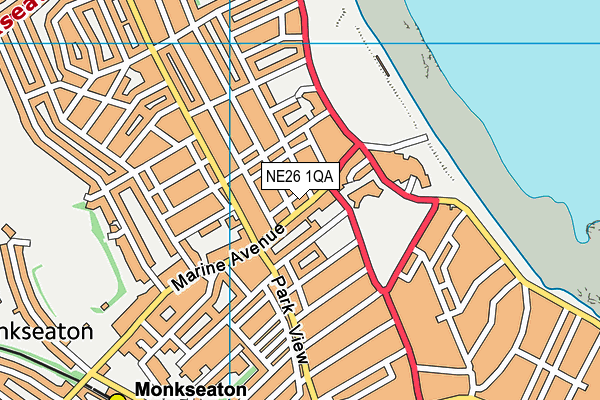 NE26 1QA map - OS VectorMap District (Ordnance Survey)