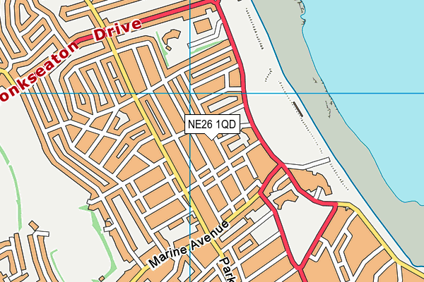 NE26 1QD map - OS VectorMap District (Ordnance Survey)