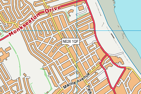 NE26 1QF map - OS VectorMap District (Ordnance Survey)