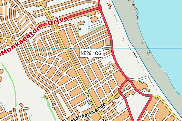 NE26 1QG map - OS VectorMap District (Ordnance Survey)