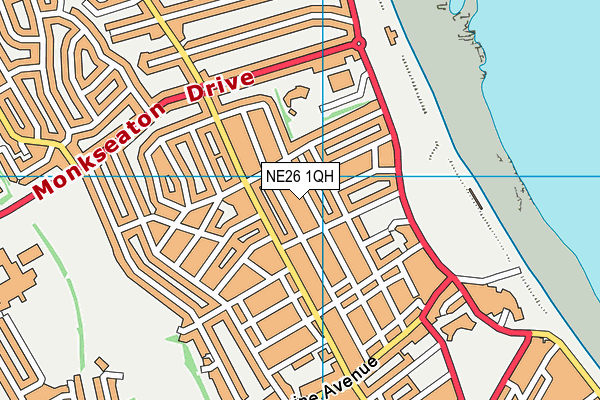 NE26 1QH map - OS VectorMap District (Ordnance Survey)